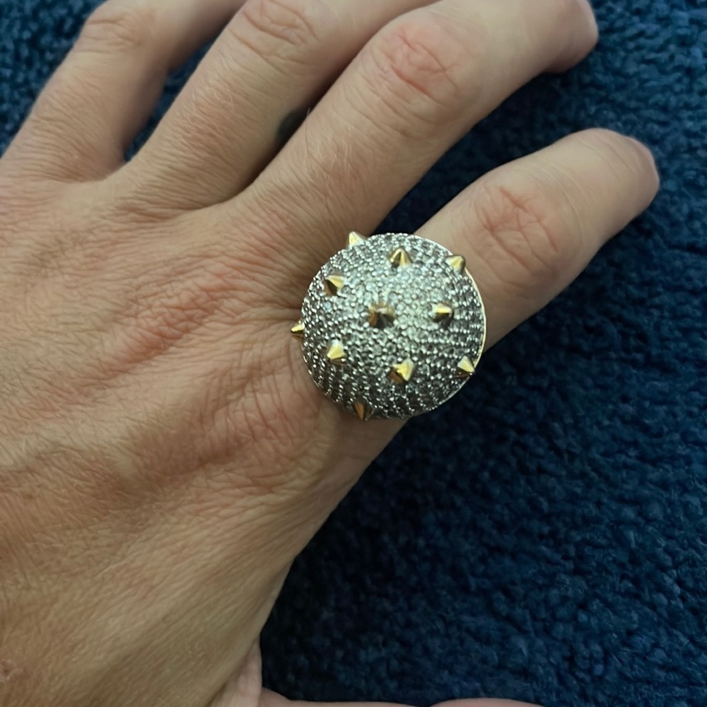 nOir jewelry gold plated rhinestone dome ring